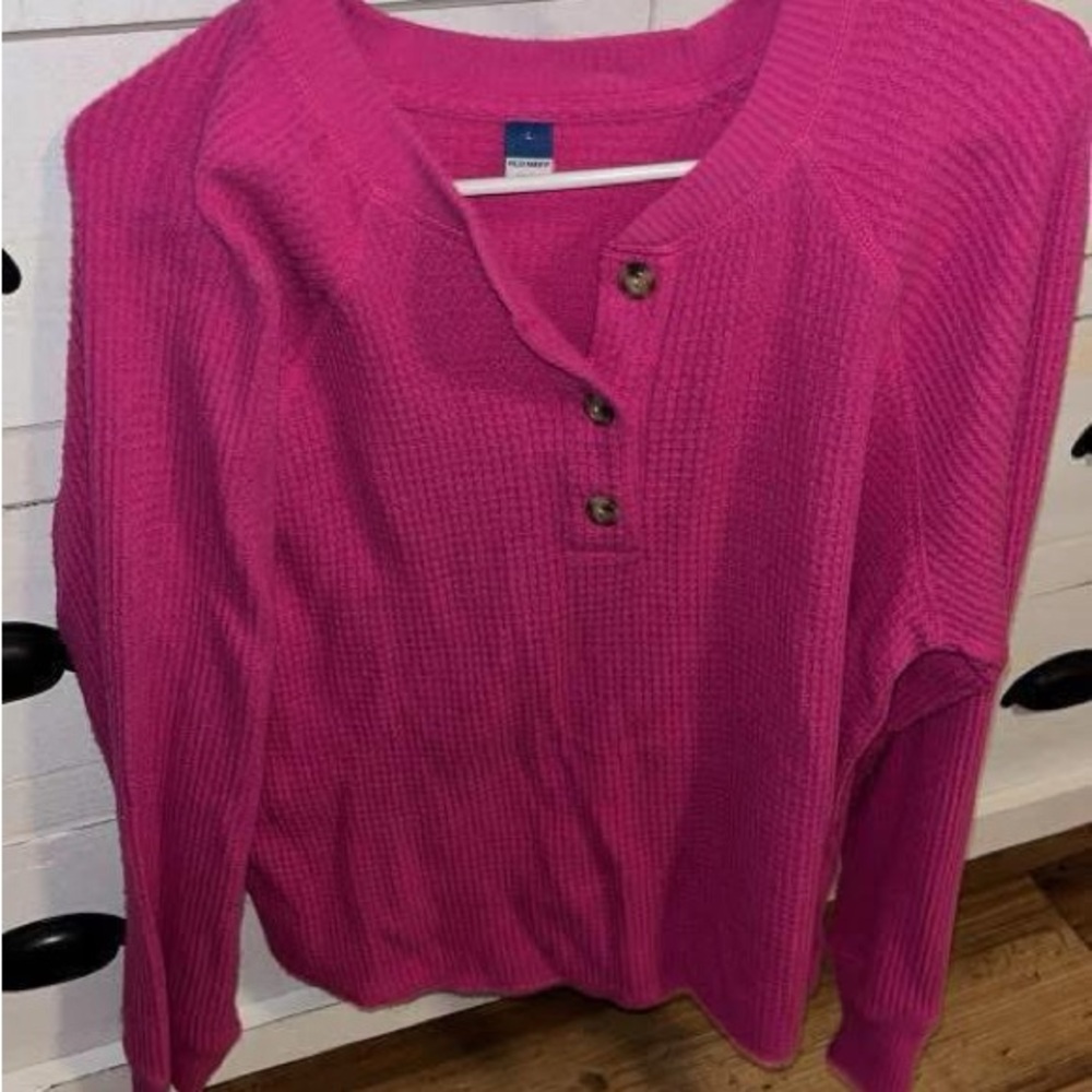Pink Button-Up Sweater